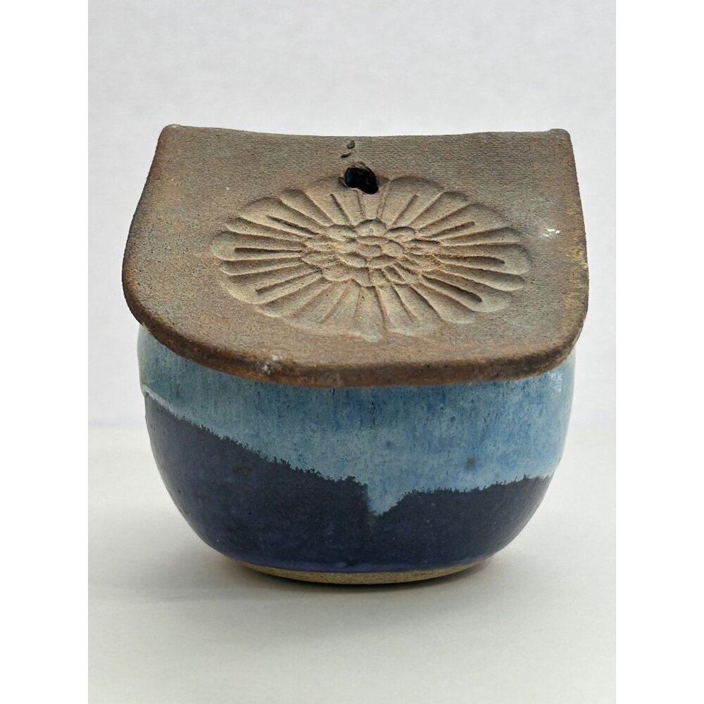 Handcrafted Pottery Birdhouse Heart Blue Cottagecore Farmhouse Garden Rustic - Picture 5 of 9